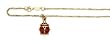 14k Enameled Ladybug Anklet - 10 Inch - JewelryWeb
