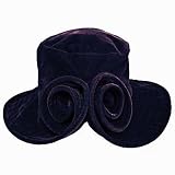 BLACK VELVET WIDE BRIM FLOPPY HAT W/FLOWER BACK