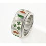 St. Patrick's Shamrock Sterling Silver Celtic Irish Flag Spinning Band Ring (Size 4,5,6,7,8,9,10,11,12,13,14,15)