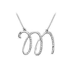 Letter M Script Pendant 925 Sterling