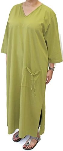 Liz and Jane Women's Solid Cotton Long Pocket Dress Plus Size P58 (2X, Vine)