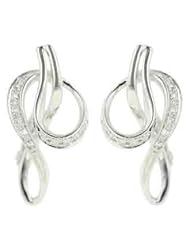 14K White Gold 0.07cttw Round Shaped White Brilliant Diamond Earrings