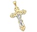 14k Yellow n White Gold Detailed Cross Crucifix Pendant