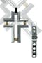 Stainless Steel and Gold Cross Pendant with Holy Profile
