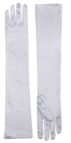 White Long Satin Dress Gloves, Adult size