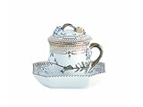Royal Copenhagen Flora Danica Round Covered Custard Cup and Saucer