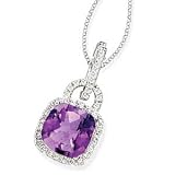 14k White Gold, Diamond & Amethyst Dangle Pendant (5.00ctw)