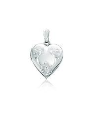 Sterling Silver Heart Floral Pendant Photo Locket (14 x 20 mm)