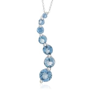 10k White Gold, December Birthstone, Blue Topaz Journey Pendant, 18