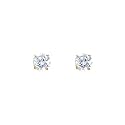 14K Yellow Gold 4mm Round CZ Solitaire Basket Stud Earrings with Screw-back