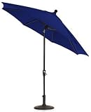 11' Auto-tilt Umbrella Black Blue Sunbrella