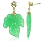 14 KT Yellow Gold Green Jade Leaves 14k Post Dangle Earrings