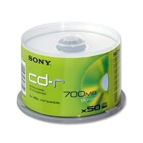 New, Sony CD-R Recordable Disk Inkjet Printable on Spindle 52x Speed 80min 700Mb Ref 50CDQ80SPMD-IP [Pack 50]