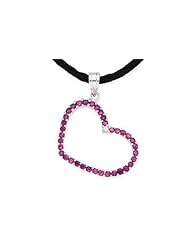1 1/10 Carat Ruby and Diamond 14K White Gold Heart Pendant w/ Black Cord