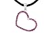 1 1/10 Carat Ruby and Diamond 14K White Gold Heart Pendant w/ Black Cord
