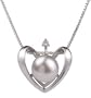 PearlsOnly Heart White 9-10mm AA Freshwater Sterling Silver With White Gold Plating Pearl Pendant