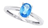 1.00ct Oval Blue Topaz Ring in 10Kt White Gold