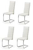 4x Design Stuhl Filou 32 Esszimmerstühle Stühle aus Kunstleder Weiß Creme