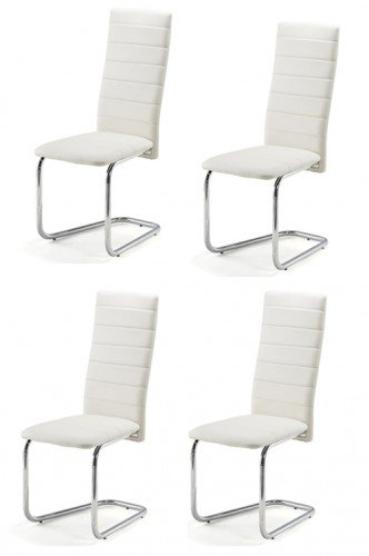 4x Design Stuhl Filou 32 Esszimmerstühle Stühle aus Kunstleder Weiß Creme