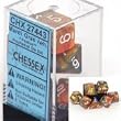 Chessex Dice: Polyhedral 7-Die Festive Dice Set - Mardi Gras w/white (Out of Print)