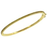 Ladies Half Yellow Enhanced Diamond Half Rope Thin Bangle Bracelet Diamond .72cttw