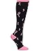 Nurse Mates Women's Compression Trouser Socks, Black Pink Ribbons, XX
