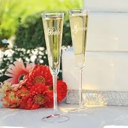 Cathy's Concepts Modern Flare Bride & Groom Toasting Flutes