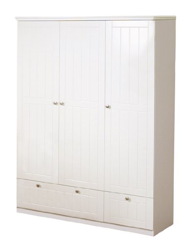 roba 58762 - Dream World 2 Kleiderschrank 3-t&uuml;rig 187 x 141 x 55 cm mit 1 breite und 1 schmale Schublade, 4 B&ouml;den, 1 Kleiderstange