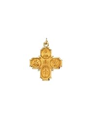 30.00x29.00 mm 4-Way Cross Medal in 14K Yellow Gold