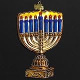 Pack of 8 Judaica Hanukkah Glitter Menorahs Glass Ornaments 4.5