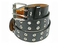 MENS/WOMENS BLACK TWO METAL ROW PUNK LEATHER BELTS