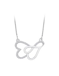 Infinity and Heart Style Diamond Sideways Pendant with Chain in 10K White Gold (0.13 cttw)