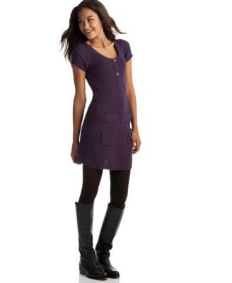 Glimmer by JJ Basics Ribbed Drop-Waist Sweater Dress