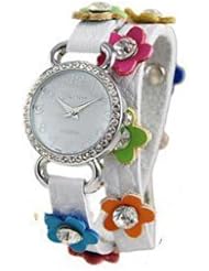 Geneva Daisy Wrap Around Leather Watch White-Multi