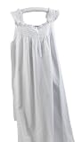 Handmade Eyelet Trim Pleated Long Cotton White Nightgown.