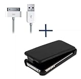 iGet (TM) Flip Cover Case + Dock Cable for iPhone 4 - Ultra Slim Design - B ....