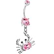 Pink Cubic Zirconia Charming Crab Dangle Belly Ring