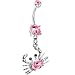 Pink Cubic Zirconia Charming Crab Dangle Belly Ring