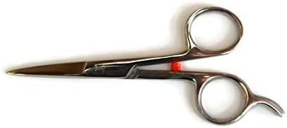 Hairdressing Barber Scissors Silver Red with Hook Finger Rest 4.5'' / 11.5cm by MedicSupplies4U