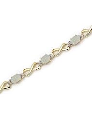 10K Yellow Gold Oval Opal and Diamond Bracelet