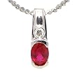 14K White Gold Ruby and Diamond Pendant