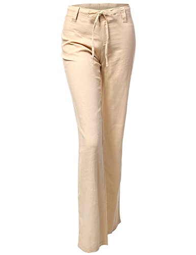 Luna Flower Women's Drawstring Wide Comfortable Linen Blended Pants