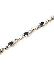 14kt Yellow Gold Oval Blue Sapphire and Diamond Bracelet