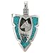 Southwestern Wolf and Wolf Paw Arrowhead Pendant in Sterling Silver with Turquoise Chip Inlay for Men or Women, #10364
