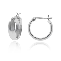 Sterling Silver Tarnish-Free Flat Polished Hoop Earrings (0.7" Diameter)