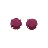 14k Gold Genuine 3mm Ruby July Birthstone Children's Earrings