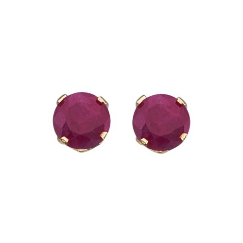 14k Gold Genuine 3mm Ruby July Birthstone Children's Earrings