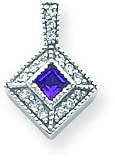 14K WG .50ctw Amethyst & Diamond Pendant Jewelry New