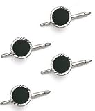 14K White Gold and Onyx Tuxedo Shirt Stud Set