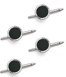 14K White Gold and Onyx Tuxedo Shirt Stud Set